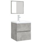 vidaXL Armoire lavabo de salle de bain et bassin et miroir Gris béton