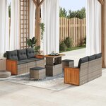 vidaXL Ensemble de canapé de jardin avec coussin 9 Pièces Gris