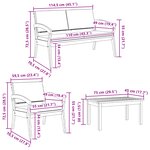 vidaXL Set Bistro 5 pièces avec coussins en bois massif d'acacia
