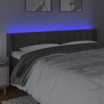 vidaXL Tête de lit à LED Gris foncé 203x16x78/88 cm Velours