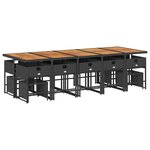 vidaXL Ensemble à manger de jardin 15 Pièces coussins noir résine tressée