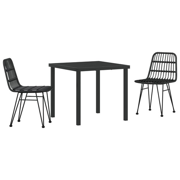 vidaXL Ensemble de salle à manger de jardin 3 pièces noir en poly rotin