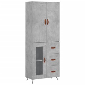 vidaXL Buffet haut Gris béton 69 5x34x180 cm Bois d'ingénierie