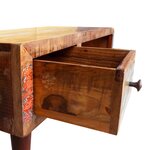 vidaXL Table basse avec bord incurvé et 1 tiroir Bois de récupération