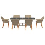 vidaXL Ensemble de Salle à Manger 7 Pièces Beige Poly Rattan