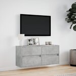 vidaXL Meuble TV mural avec lumières LED gris béton 100x31x45 cm