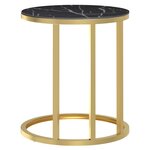 vidaXL Table d'appoint Doré et marbre noir 45 cm Verre trempé
