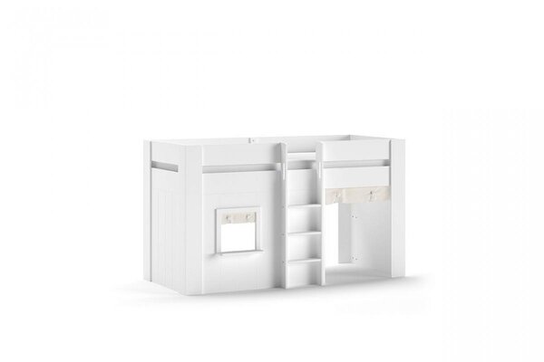 Lit compact RENO blanc avec rideaux