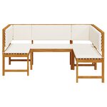Ensemble de banc de jardin 3 pièces avec coussins en bois d'acacia