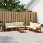 vidaXL Ensemble de canapés d'extérieur 9 pc Naturel et Crème Polyester