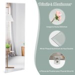 Miroir mural psyché rectangulaire sans cadre 110 x 38 cm pleine longueur bord biseauté suspendu vertical ou horizontal blanc 20_0006309