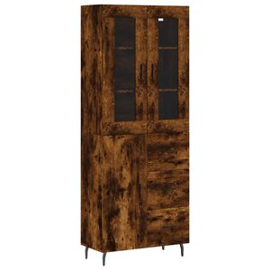 vidaXL Buffet haut Chêne fumé 69 5x34x180 cm Bois d'ingénierie