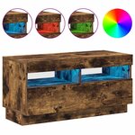 vidaXL Meuble TV avec lumières LED chêne fumé 80x35x40 cm