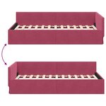 vidaXL Cadre de lit d'angle Bordeaux 90 cm x 190 cm tissu