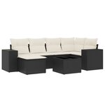 vidaXL Salon de jardin 7 Pièces avec coussins noir résine tressée