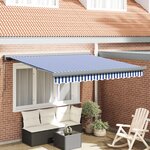 vidaXL Store Manuel Rétractable Bleu et Blanc 300x250 cm