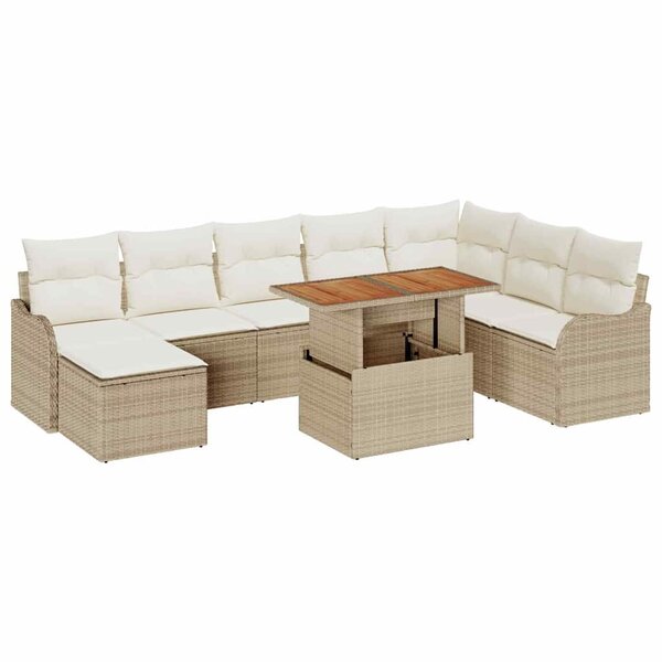 vidaXL Ensemble de canapé de jardin avec coussin 9 Pièces beige et crème