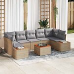 vidaXL Ensemble de canapé de jardin 8 Pièces Beige Poly rotin