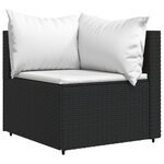 vidaXL Canapé d'angle de jardin avec coussins Noir Résine tressée