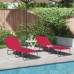 vidaXL Chaise longue pliante 2 Pièces Rouge 56 x 189 x 87 cm tissu