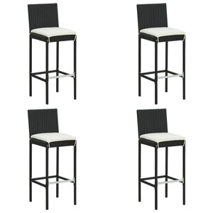 vidaXL Tabourets de bar de jardin et coussins lot de 4 résine tressée