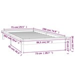 vidaXL Cadre de lit à LED sans matelas noir 75x190 cm bois massif