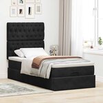 VidaXL Cadre de lit ottoman avec matelas noir 100x200cm velours
