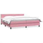vidaXL Sommier à lattes de lit avec matelas rose 180x210 cm velours