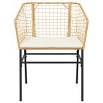 vidaXL Ensemble à manger jardin coussins 3Pièces marron poly rotin verre
