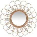 Miroir fleur en rotin - Ø 56 x Ep. 2,8 cm - Beige