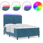 vidaXL Lit à ressorts avec matelas Bleu foncé 140 x 190 cm Velours