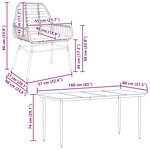vidaXL Ensemble à manger jardin coussins 5Pièces marron poly rotin verre