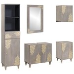 vidaXL Ensemble de mobilier de salle de bain avec tiroir 5 Pièces Gris