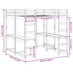 vidaXL Lit superposé et bureau et échelle 160x200cm bois de pin massif