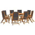 vidaXL Ensemble à manger de jardin 9Pièces bois d'acacia solide textilène