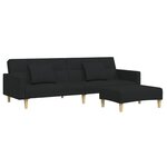 vidaXL Canapé-lit à 2 places avec repose-pied noir tissu
