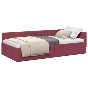 vidaXL Cadre de lit d'angle Bordeaux 90 x 200 cm tissu