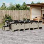 vidaXL Ensemble à manger de jardin et coussins 17 Pièces gris clair rotin