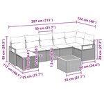 vidaXL Ensemble de canapé de jardin avec coussin 8 Pièces Noir polyrotin