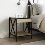 vidaXL Table de chevet avec LED infini chêne sonoma 40x40x49 cm