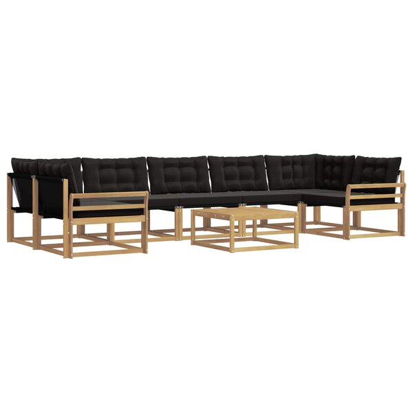 vidaXL Ensemble de canapés d'extérieur 8 pc Blanc et noir