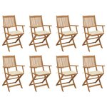 vidaXL Chaises pliables d'extérieur et coussins lot de 8 Bois d'acacia