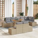 vidaXL Ensemble de salle à manger de jardin 9 pièces avec coussins beige en poly rattan et acacia