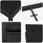vidaXL Ensemble de salle à manger pour jardin 3 Pièces Noir polyrotin
