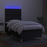 vidaXL Sommier à lattes de lit et matelas et LED Noir 90x190 cm Tissu