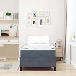 vidaXL Cadre de lit avec matelas Gris foncé 90 x 190 cm tissu
