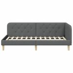 vidaXL Cadre de lit d'angle Gris foncé 90 x 190 cm tissu