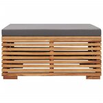 vidaXL Table et repose-pied de jardin coussin gris foncé Bois de teck