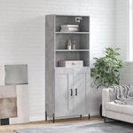 vidaXL Buffet haut Gris béton 69 5x34x180 cm Bois d'ingénierie