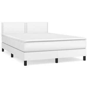 vidaXL Sommier à lattes de lit avec matelas Blanc 140x200cm Similicuir